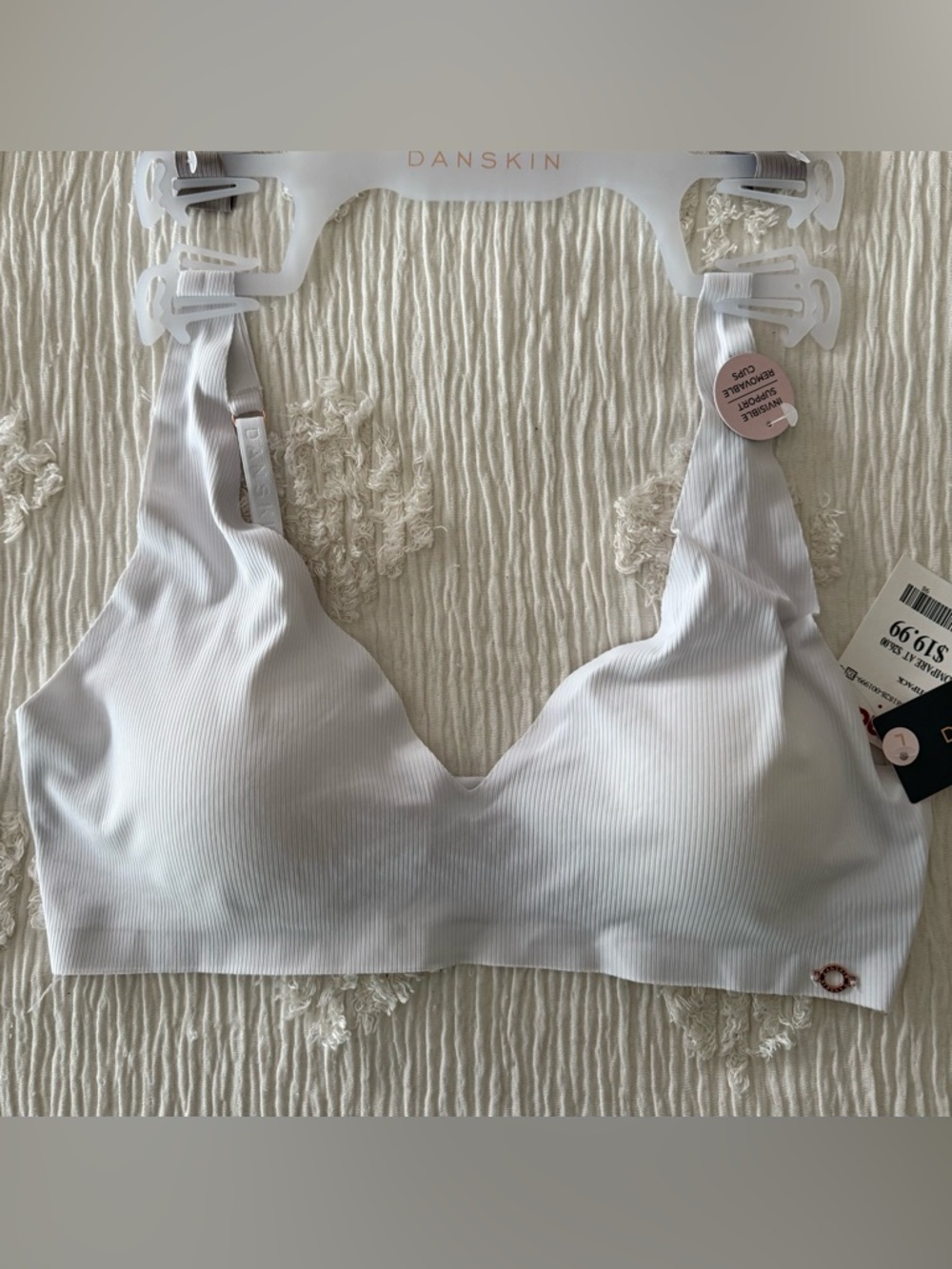[NWT] Danskin Ribbed Seamless Bralette Trio in Blue-Gray, Taupe, Blush (L) - Picture 3 of 7